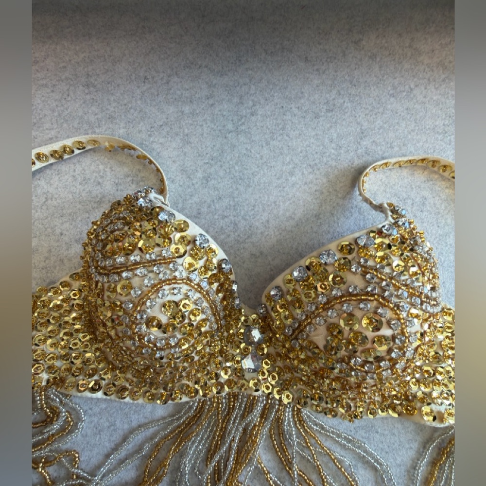 Embellished Gold Women's Intimate Bra